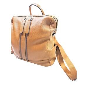 SZone Tan Leather Backpack Purse
